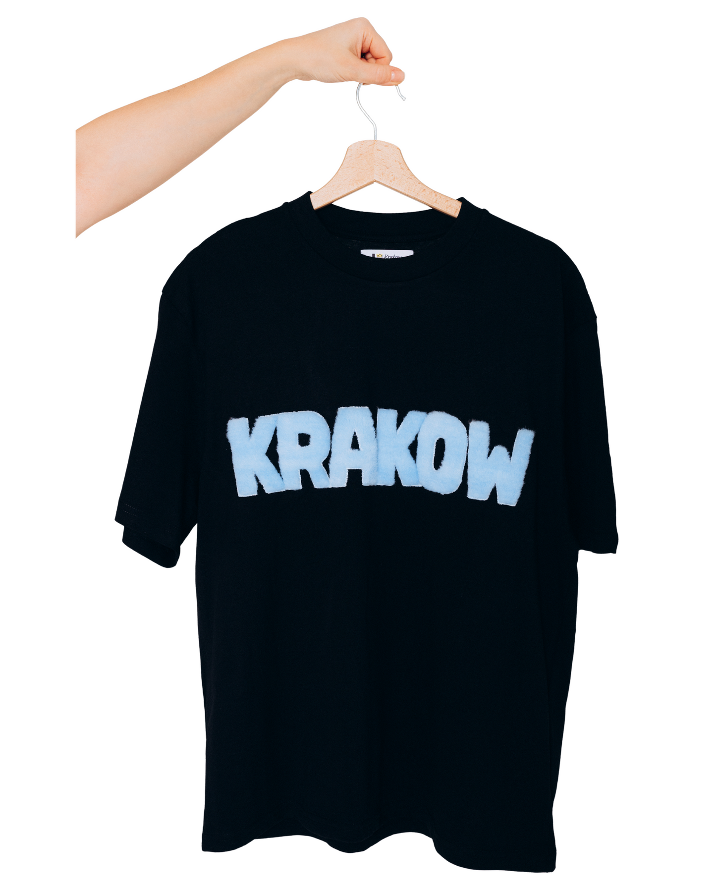 Black KRAKOW T-Shirt with Fur Lettering