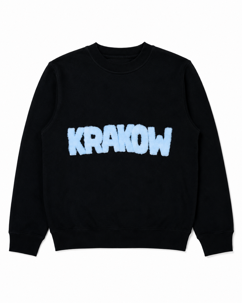 Sweatshirt KRAKOW with Fur Lettering Black