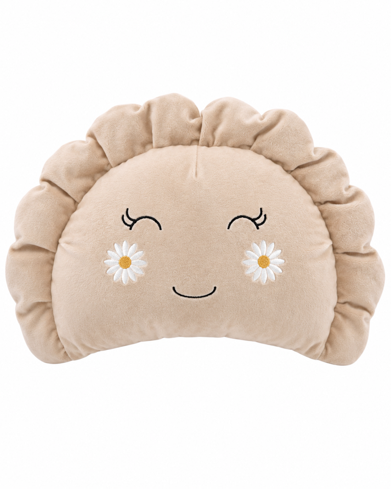 Pierogi Pillow with Daisies — Beige