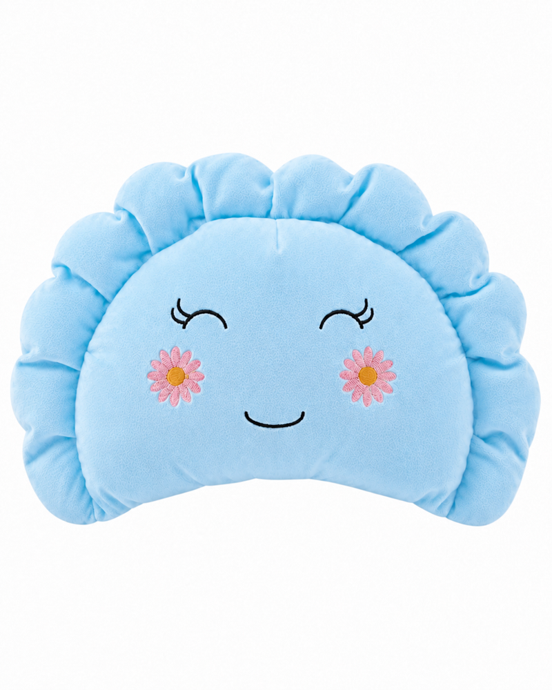 Pierogi Pillow with Pink Flowers — Sky Blue
