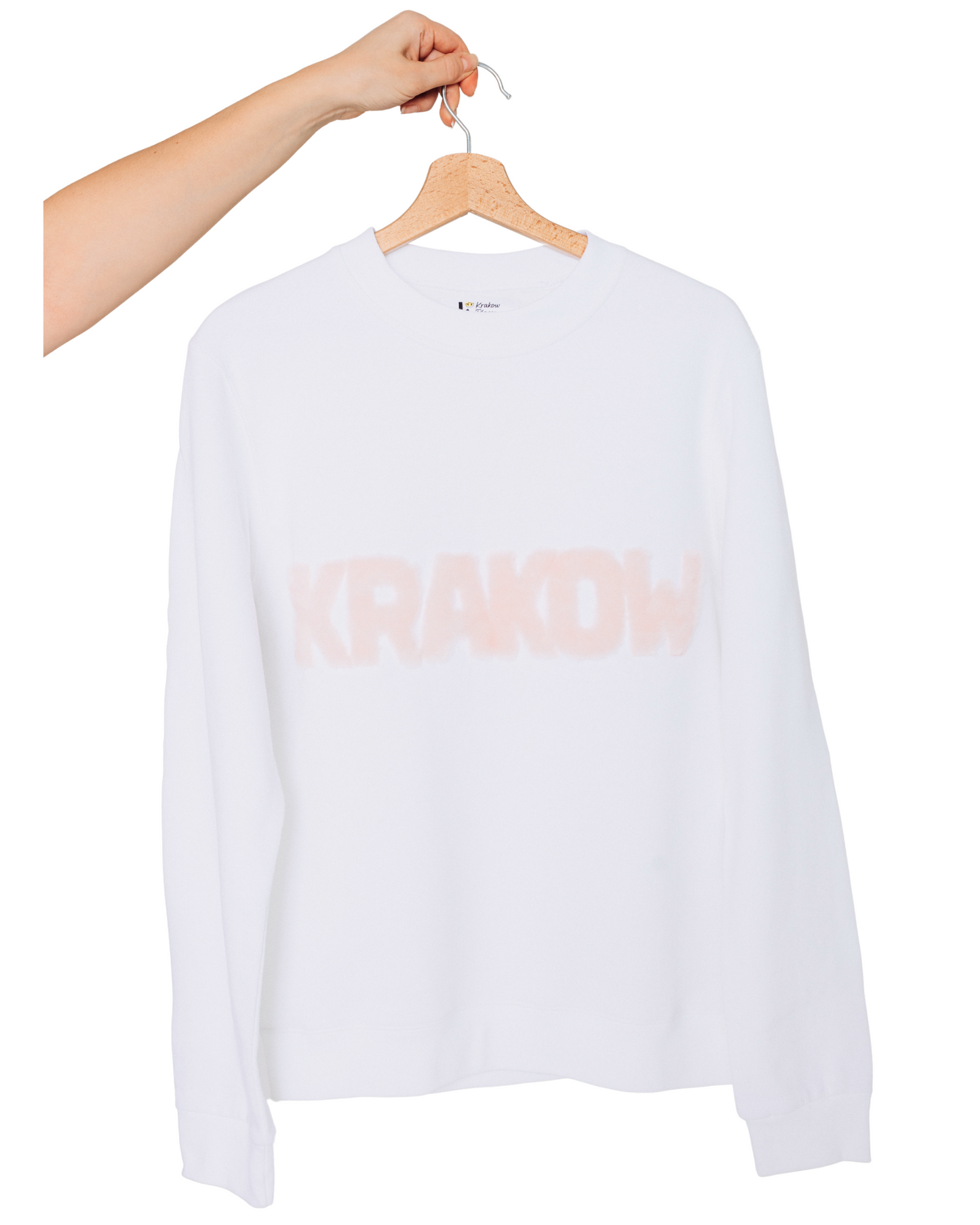 White KRAKOW Sweatshirt with Fur Lettering