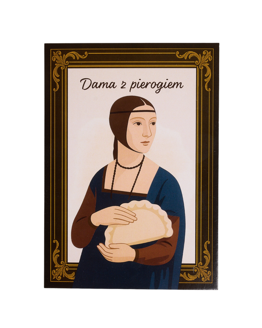 Pocztówka Dama z pierogiem