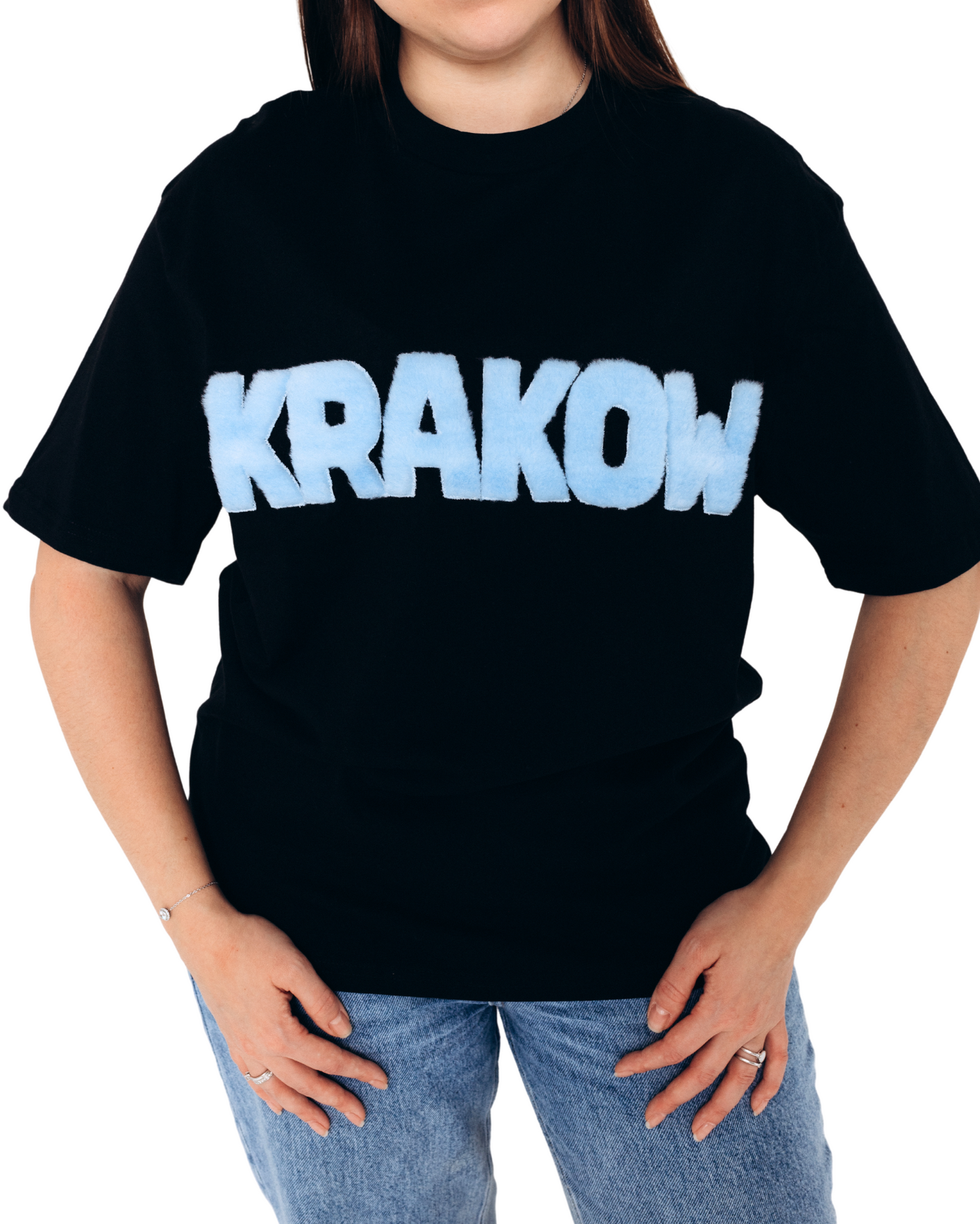 Black KRAKOW T-Shirt with Fur Lettering