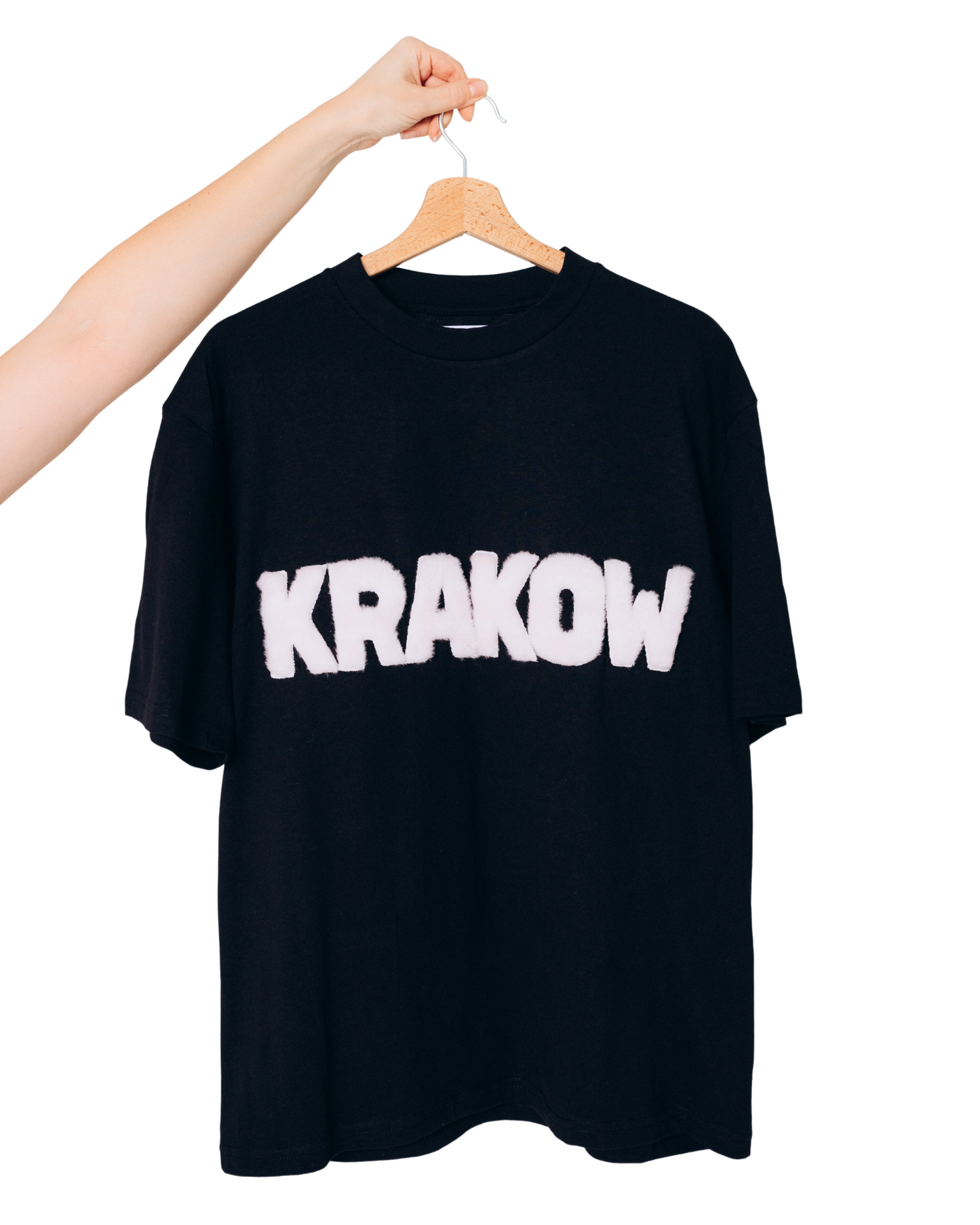 Black KRAKOW T-Shirt with Fur Lettering