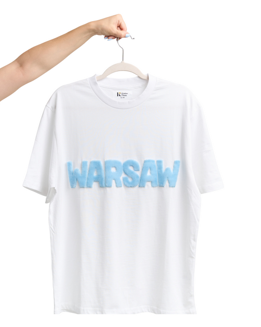 Koszulka WARSAW z futrzanym napisem