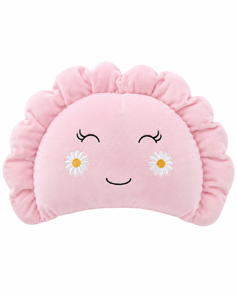 Pierogi Pillow with Daisies — Light Pink