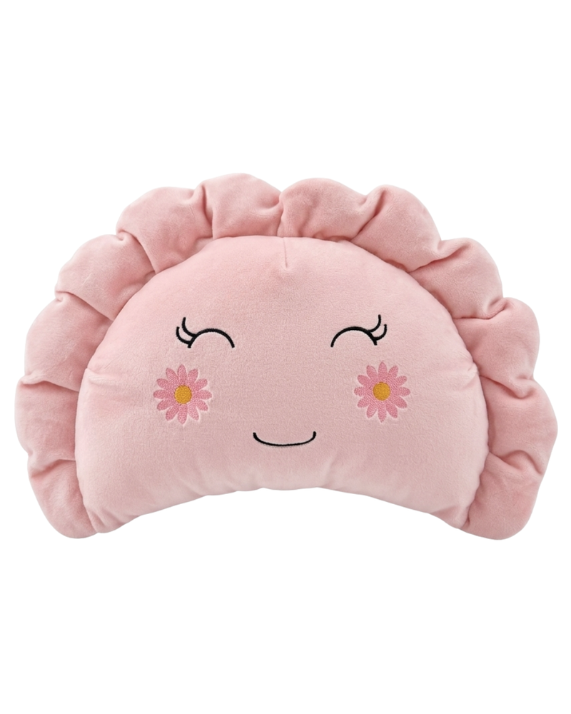 Pierogi Pillow with Pink Flowers — Light Pink
