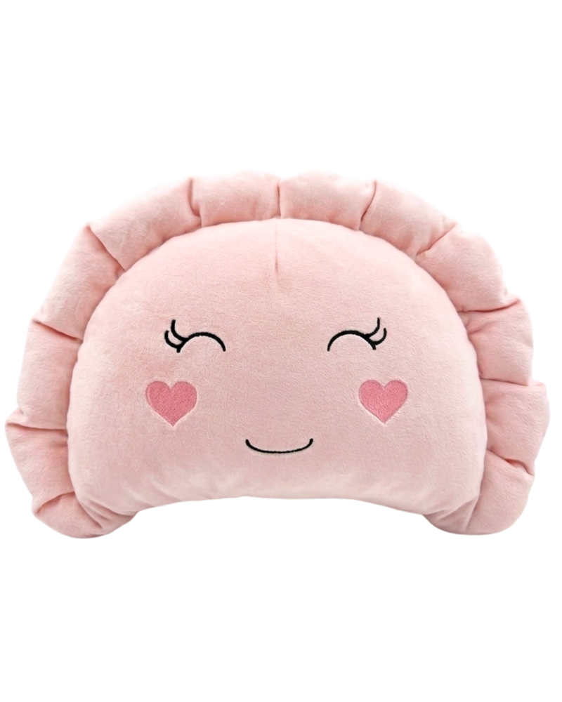 Pierogi Pillow with Pink Hearts — Light Pink