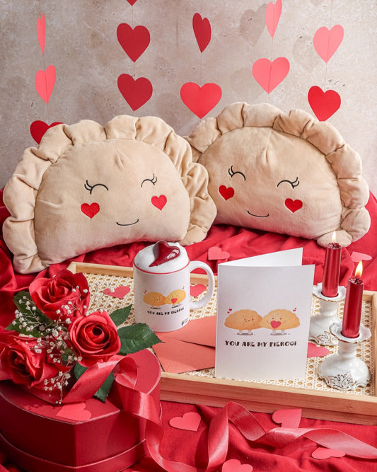 Pierogi Pillow with Hearts