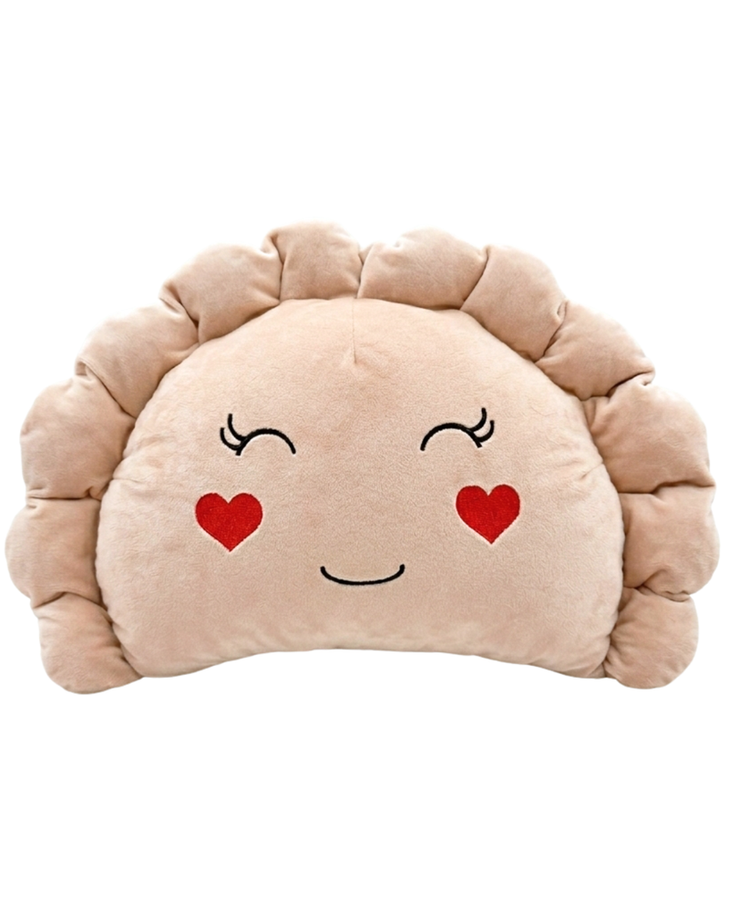 Pierogi Pillow XXL with Red Hearts
