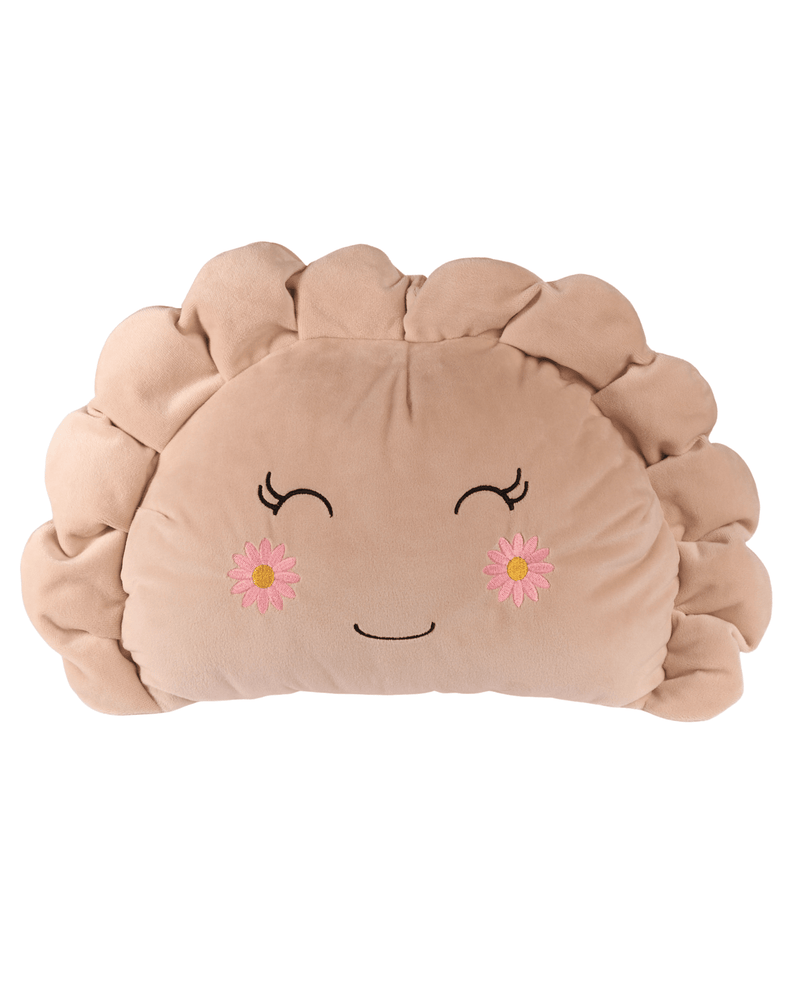 Pierogi Pillow with Pink Flowers — Beige