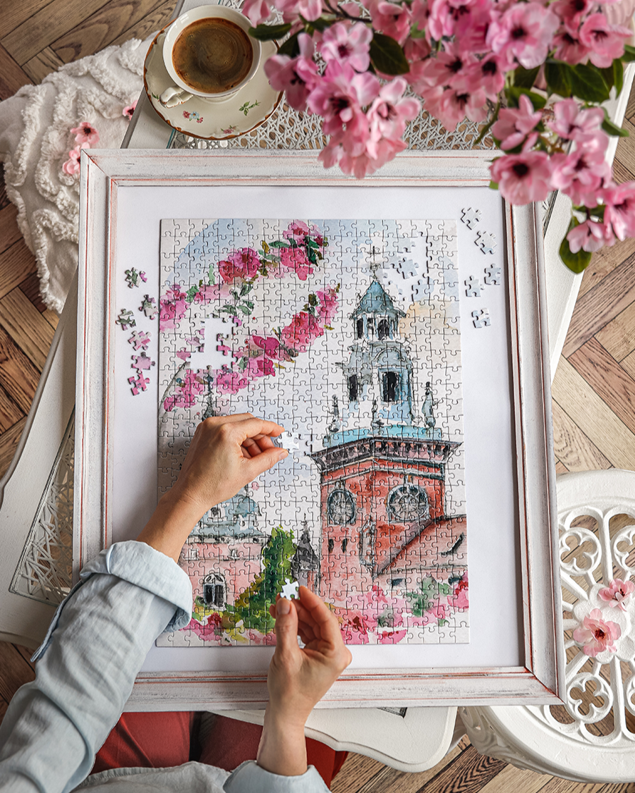 Puzzle Kwitnące Wiśnie na Wawelu