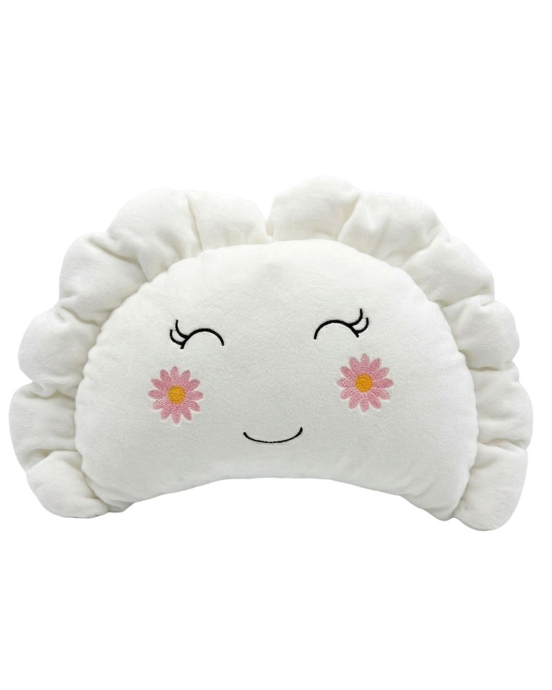 Pierogi Pillow with Pink Flowers — Snow White